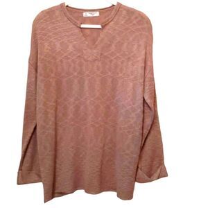 Tan Pullover Lightweight Long Sleeve Sweater Vee Neck Medium